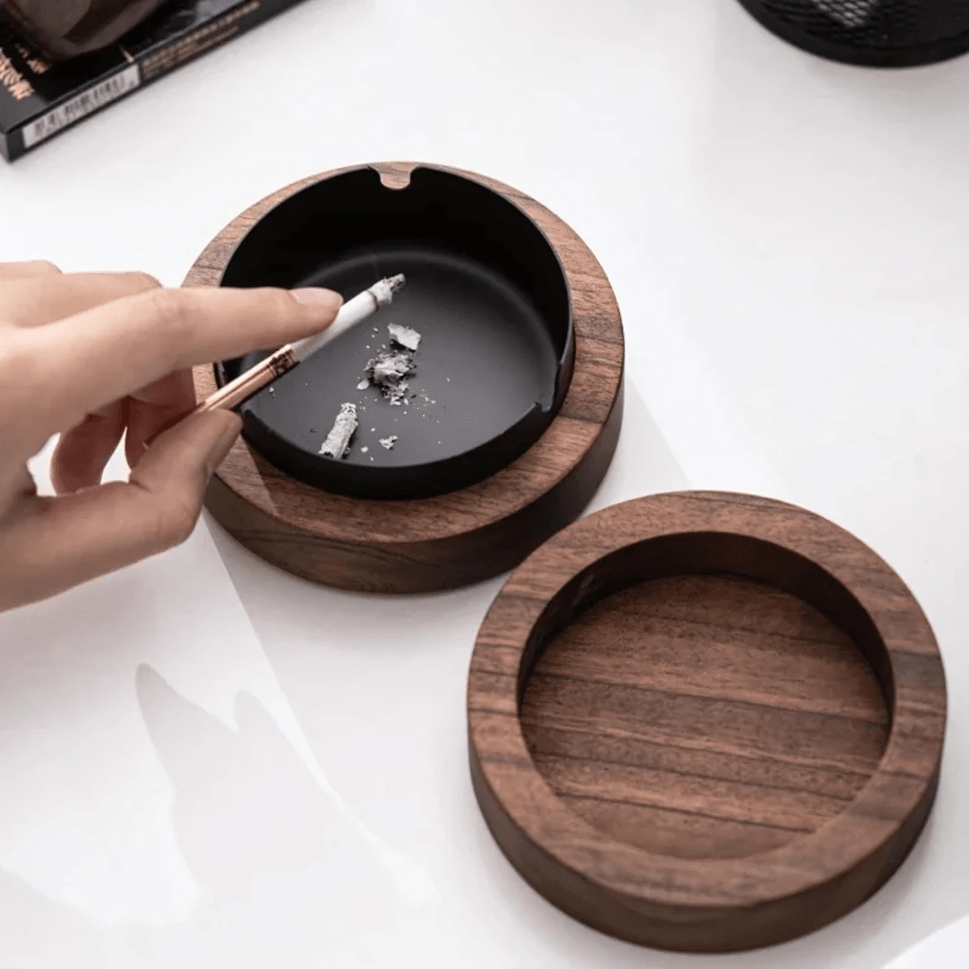 Walnut & Steel Ashtray - sscentt